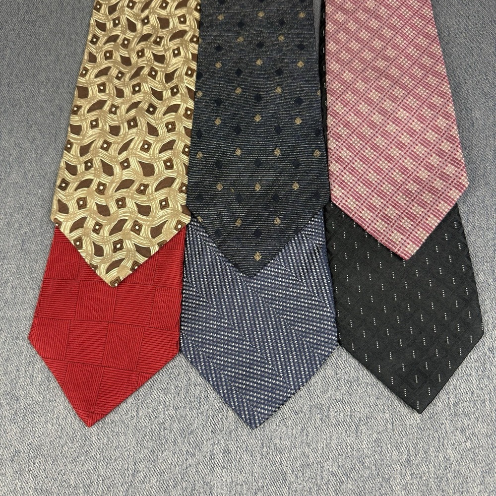Lot 6 100% Silk Ties Mens Office Wedding Business Calvin Klein Bill Blass Neo